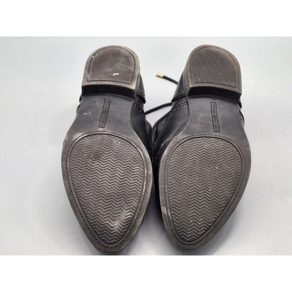 Tommy Hilfiger Black Leather Shoes 8M TW FABRIZIA Leather Upper Balance Man Made